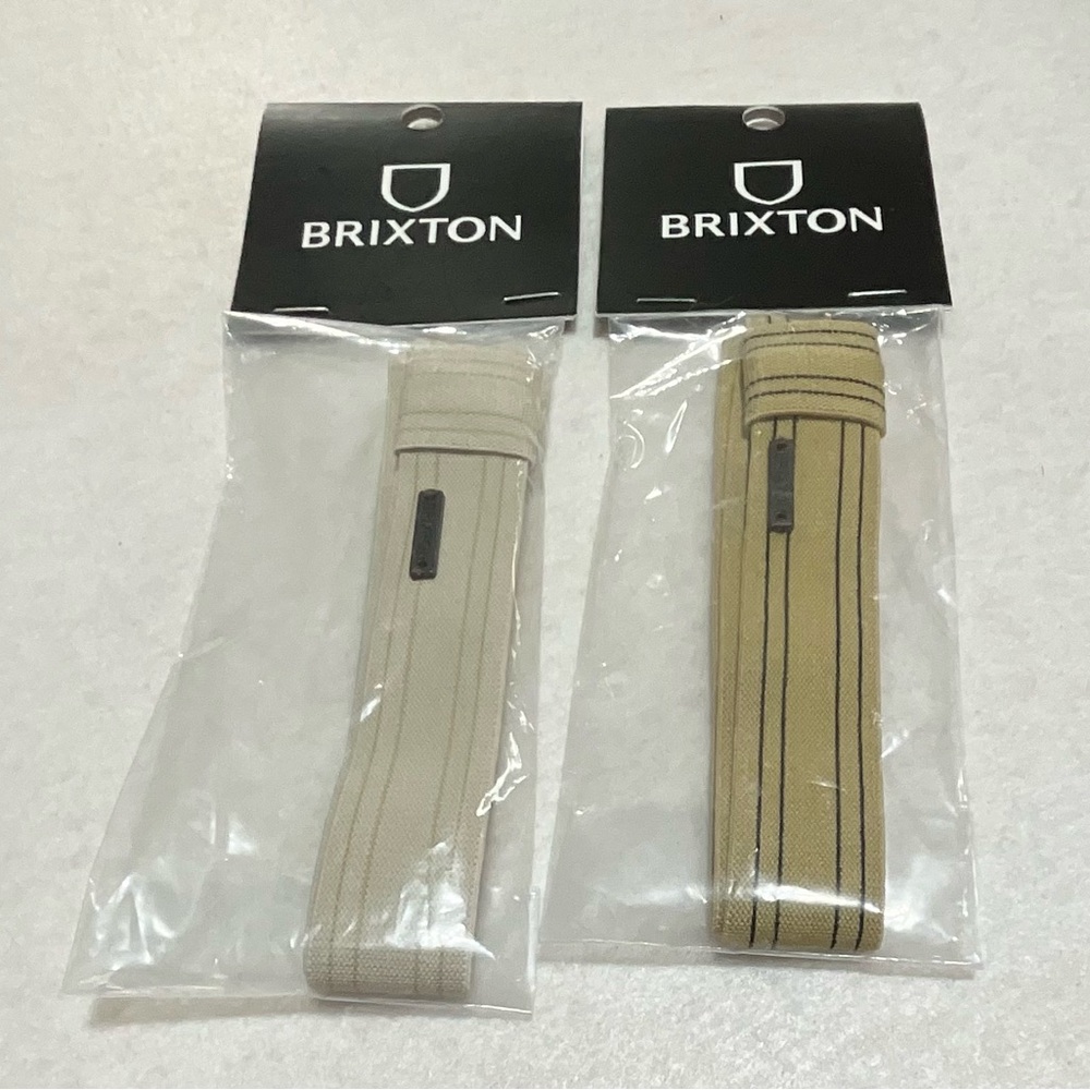 Lot Of 2 Brixton Done Proper Stretch Fit Hat Bands NEW Off White /Gold / Black